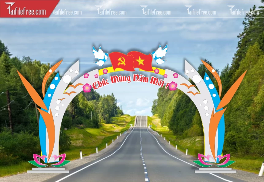 Mẫu Cổng Chào Trang Trí Tết CT38