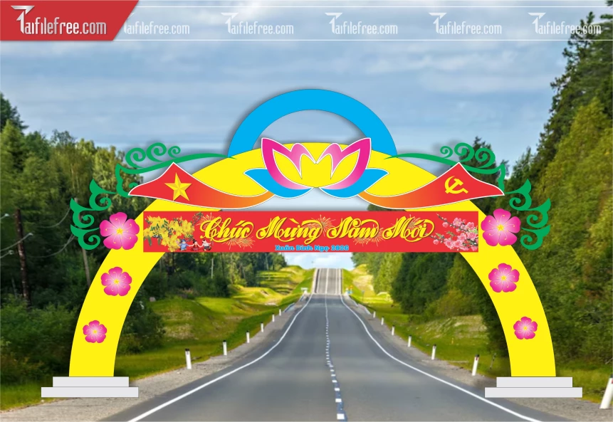 Mẫu Cổng Chào Trang Trí Tết CT40