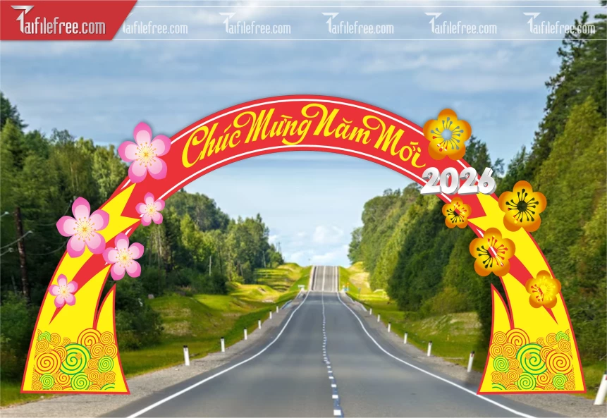Mẫu Cổng Chào Trang Trí Tết, Chúc Mừng Năm Mới_CT41