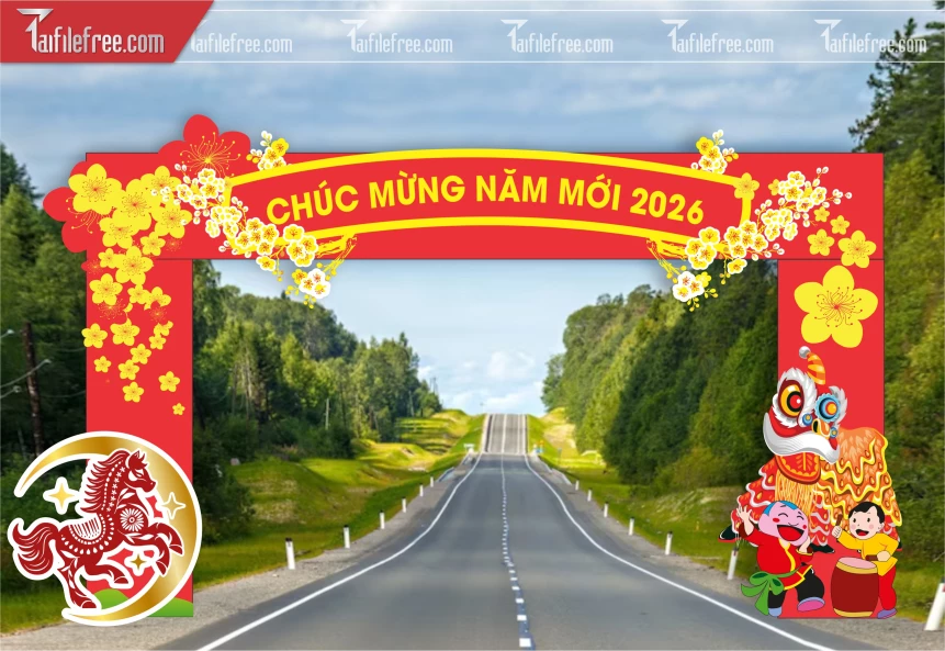 Mẫu Cổng Chào Trang Trí Tết, Chúc Mừng Năm Mới_CT43