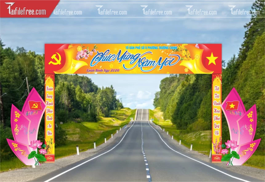 Mẫu Cổng Chào Trang Trí Tết, Chúc Mừng Năm Mới_CT45