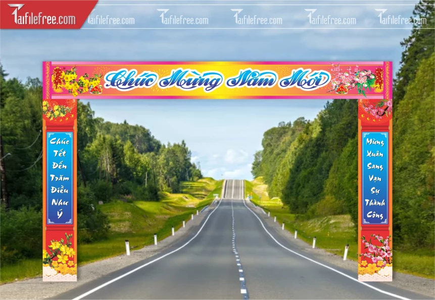 Mẫu Cổng Chào Trang Trí Tết, Chúc Mừng Năm Mới_CT46