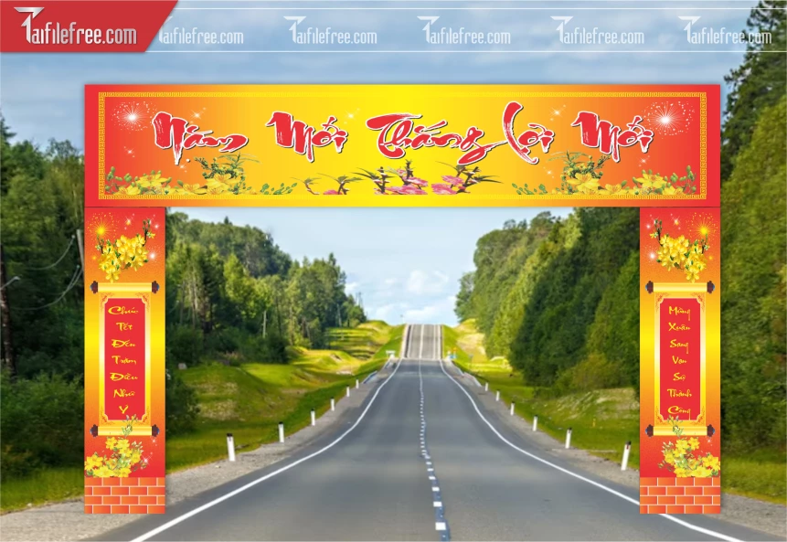 Mẫu Cổng Chào Trang Trí Tết, Chúc Mừng Năm Mới_CT47