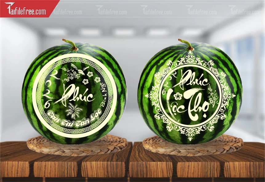 File Khắc Dưa Hấu Tết Vector CT47