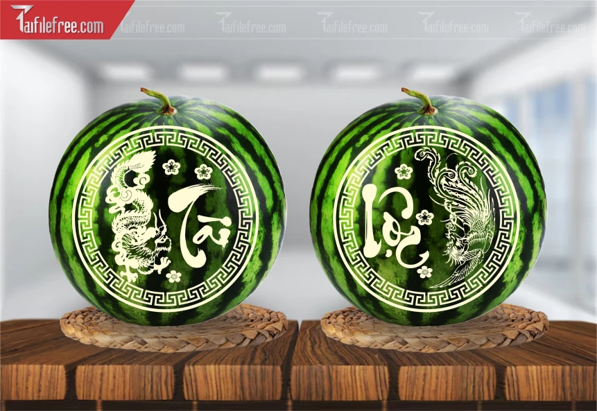 File Khắc Dưa Hấu Tết Vector CT48