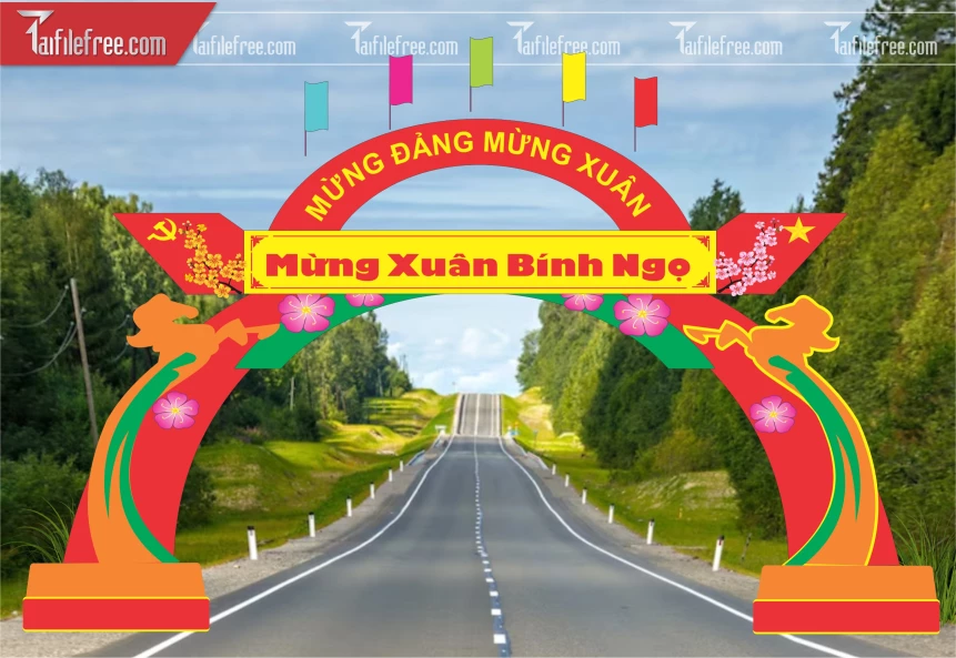 Mẫu Cổng Chào Trang Trí Tết, Mừng Đảng Mừng Xuân_CT50