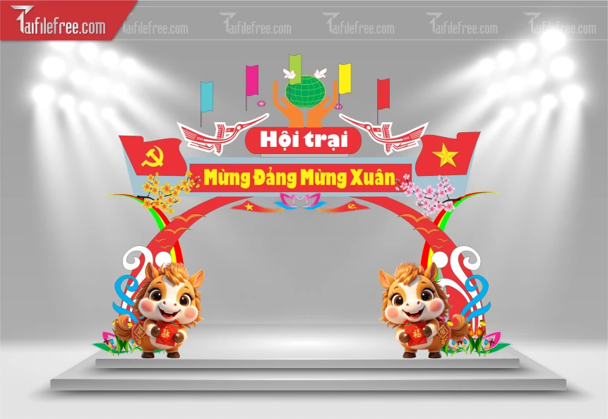 Mẫu Cổng Chào Trang Trí Tết, Mừng Đảng Mừng Xuân_CT51