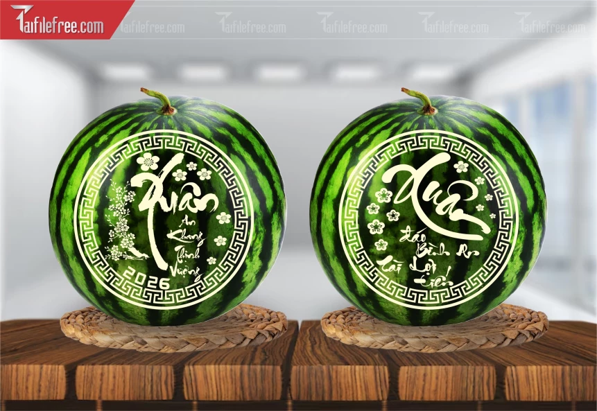 File Khắc Dưa Hấu Tết Vector CT52
