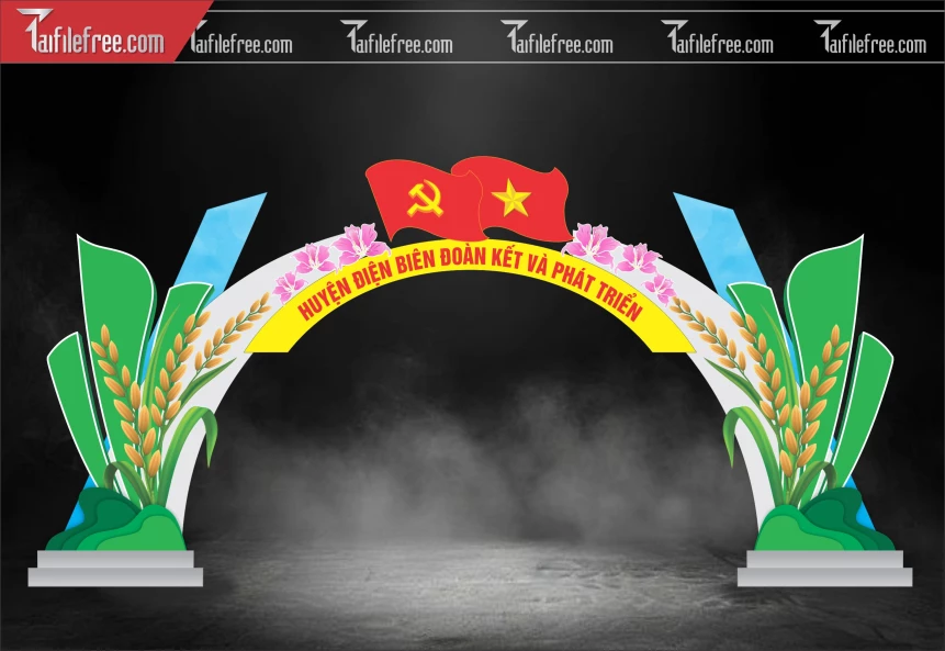 Cổng Tết Năm Mới Hoa Lúa Ấn Tượng_CT68