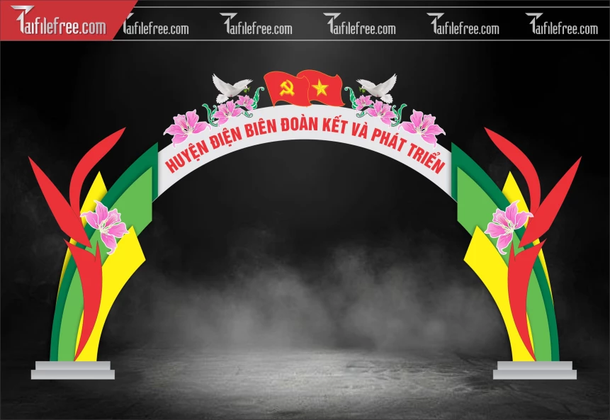 Cổng Tết Năm Mới ĐIện Biên Sắc Màu Hoa Ban_CT71