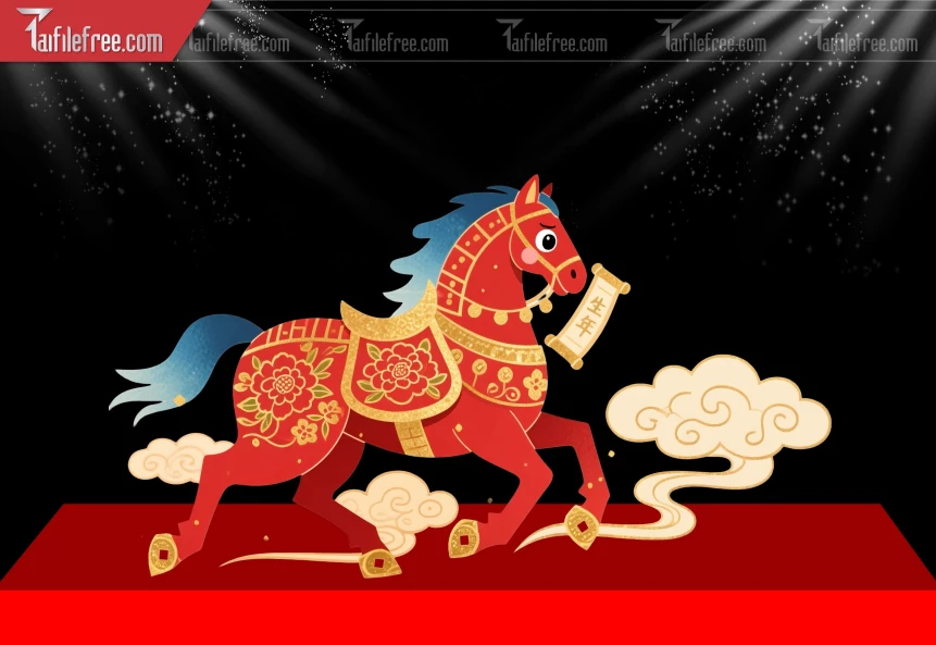 File PNG Ngựa Trang Trí  Tết Năm  2026 Đẹp_DLT158