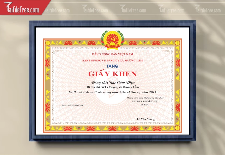 Giấy Khen Đảng Và Nhà Nước_GK171