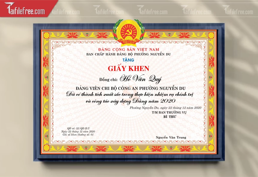 Mẫu Giấy Khen Ban Chấp Hành Đảng Bộ_GK175