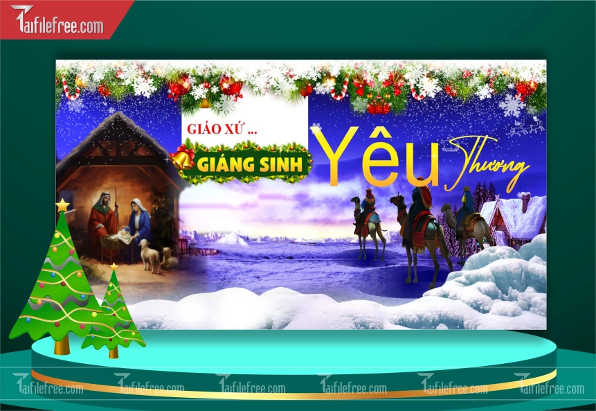 Banner GIáng Sinh - Noel - Phông Nền Merry Christmas GS125