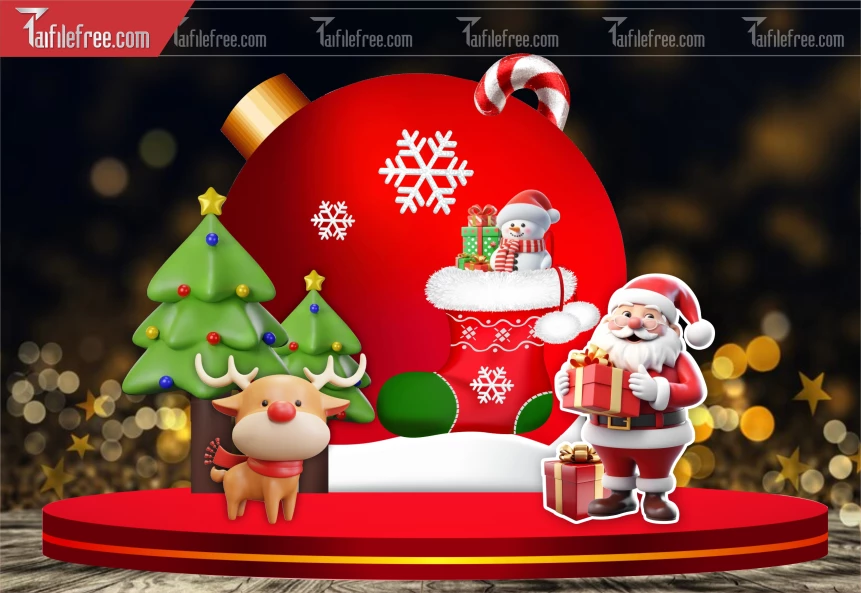 Mô Hình Giáng Sinh, Tiểu Cảnh Checkin Noel_GS136