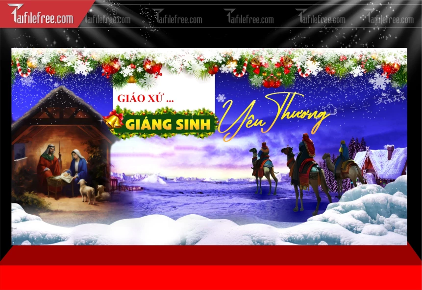 Banner GIáng Sinh - Noel - Phông Nền Merry Christmas GS149