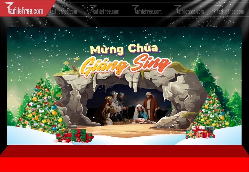 Banner GIáng Sinh - Noel - Phông Nền Merry Christmas GS150