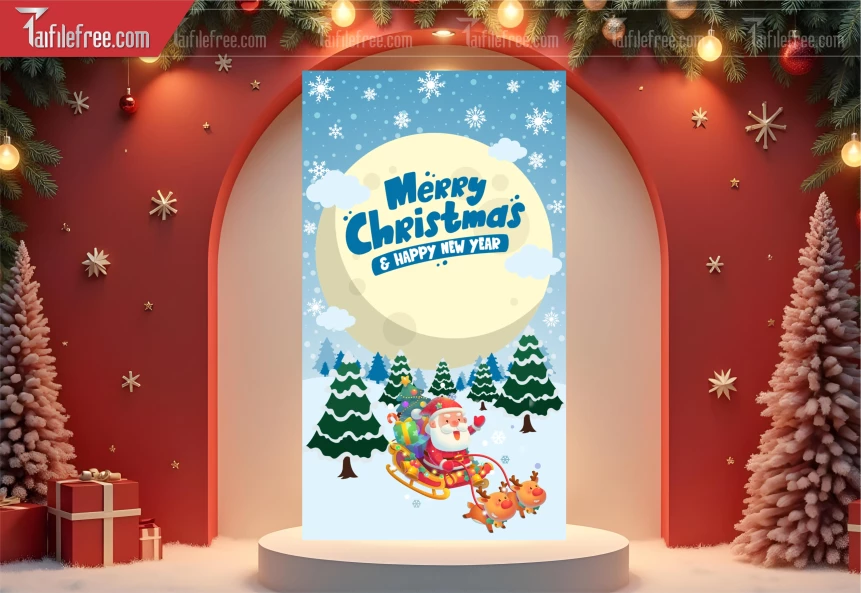Poster GIáng Sinh - Noel - Phông Nền Merry Christmas GS296