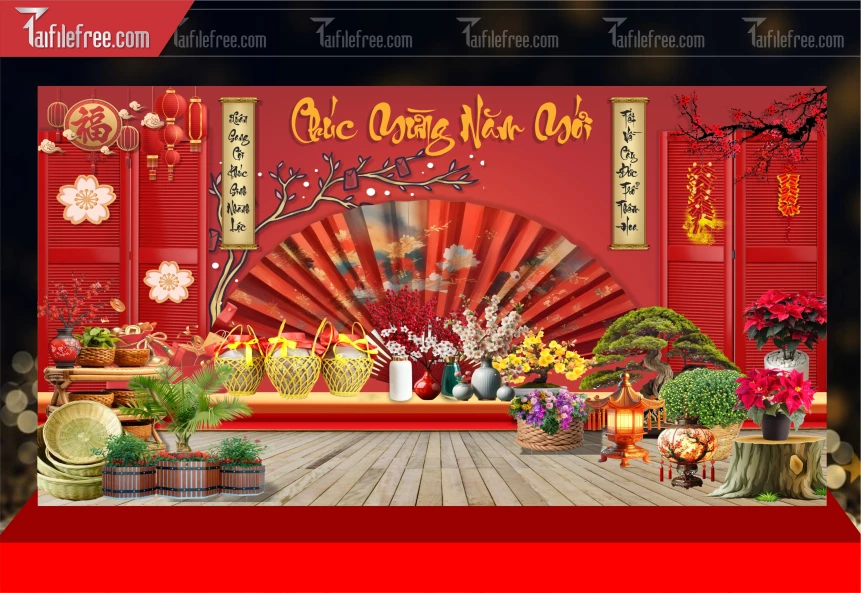 Mẫu Phông Nền Chúc Mừng Năm Mới Năm Chào Xuân Bính Ngọ._PT543