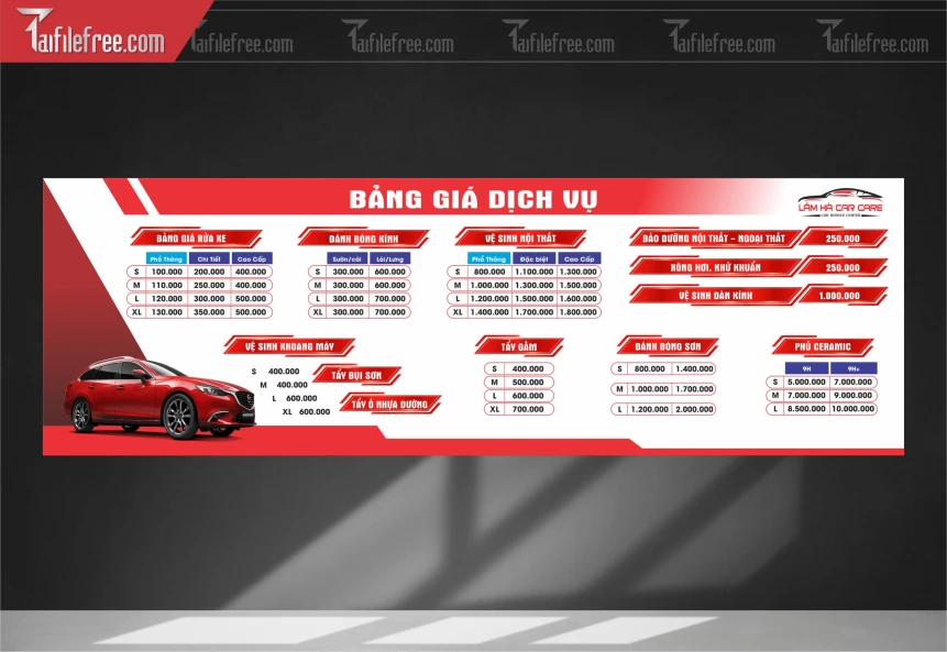 File Thiết Kế Bảng Giá Dịch Vụ Gara Ô Tô_HV295