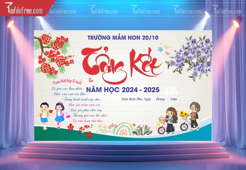 Background Phông Nền Sân Khấu Tổng Kết Cuối Năm Trường Học LTK94