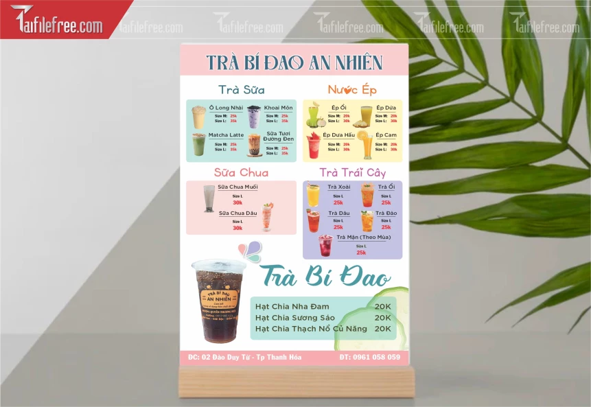 Menu Trà Sữa, Đồ Uống_M159