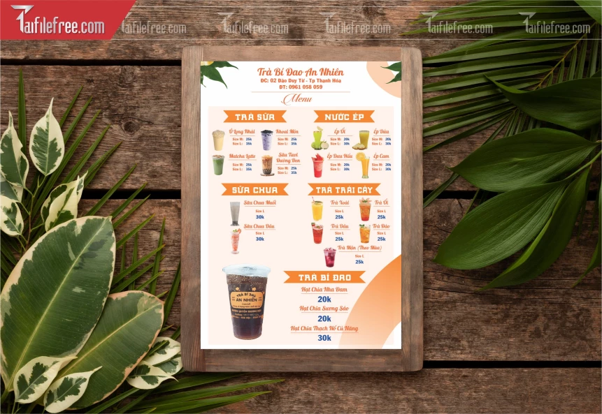 Menu Trà Sữa, Đồ Uống_M160