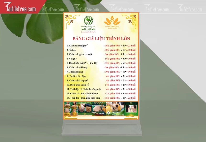 Menu Spa Dưỡng Tâm Đường_M168