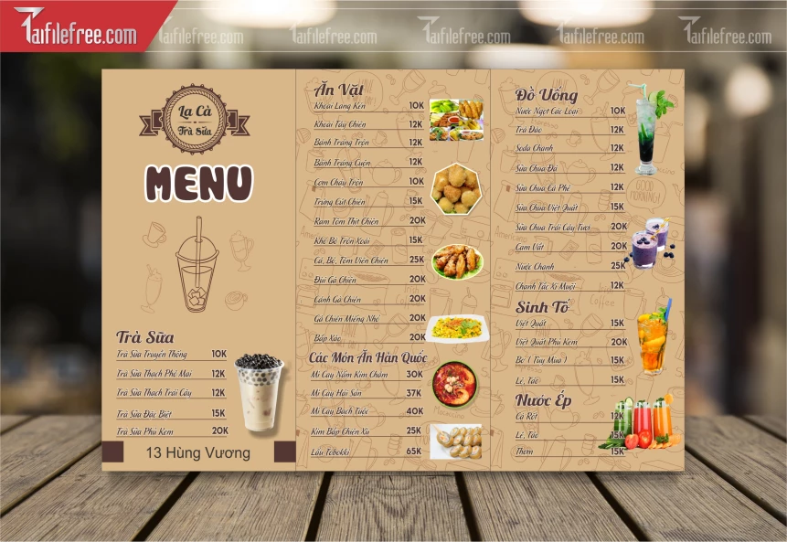 Menu Quán Trà Dâu_M175