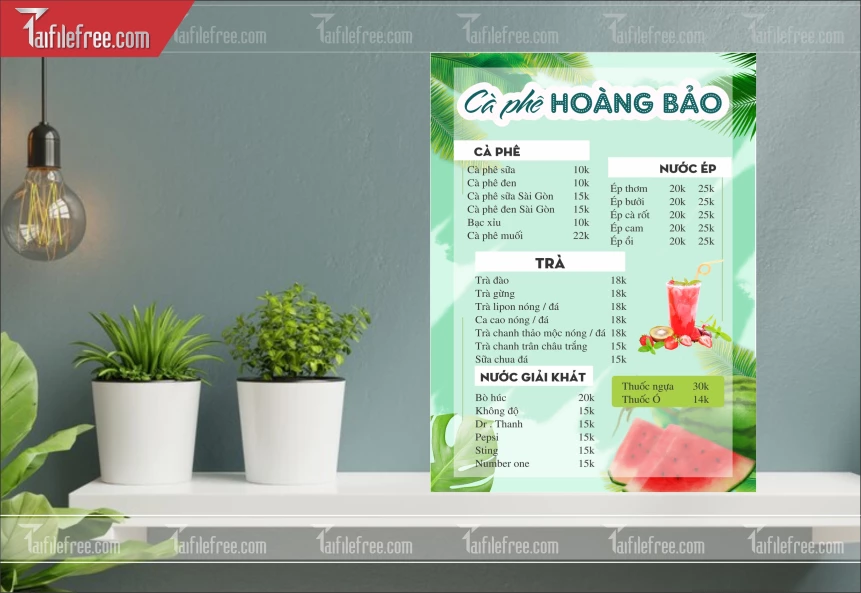 Menu Quán Caffe_M183