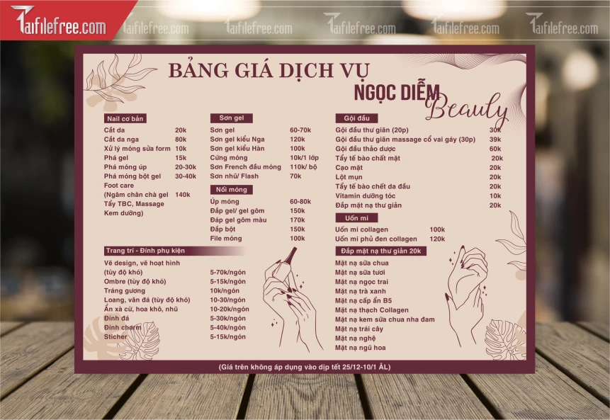 Menu Quán Nail_M186