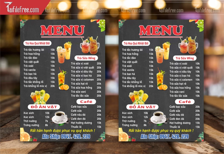 Menu Quán Trà Đào_M189