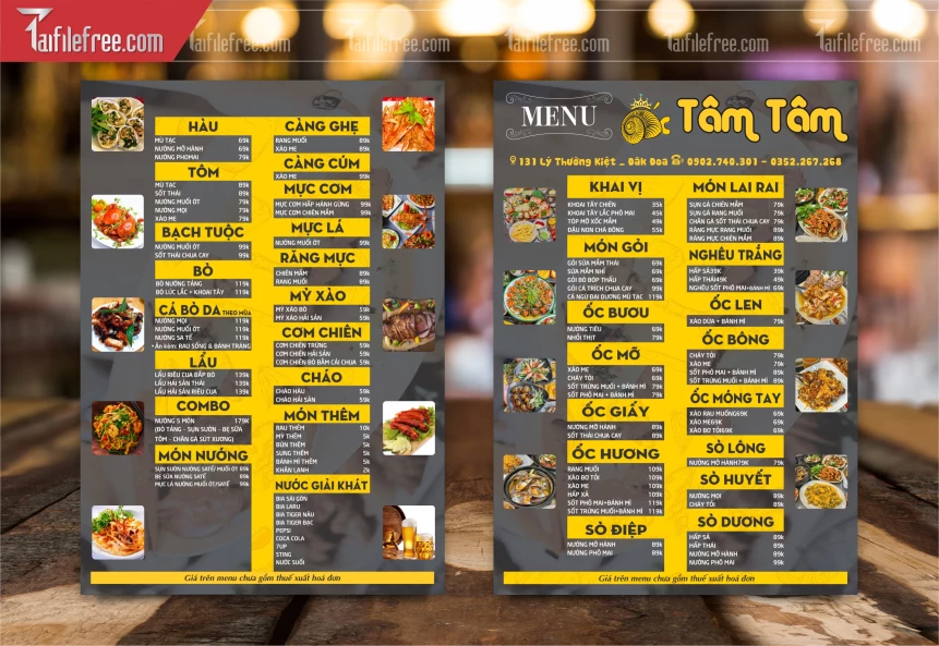 Menu Quán Tôm Tôm_M197
