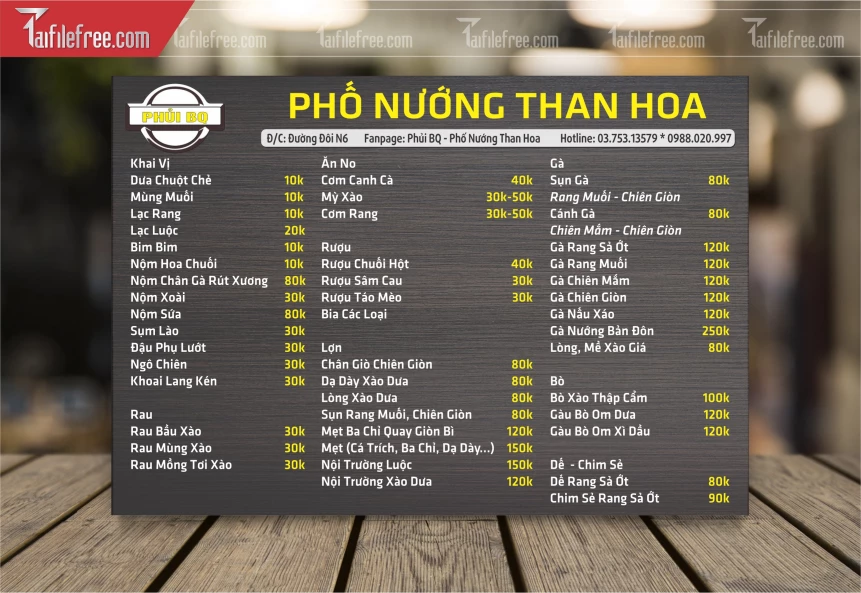 Menu Quán Nướng_M202