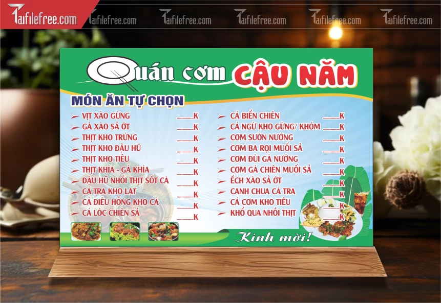 Menu Quán Cơm Tự Chọn_M228