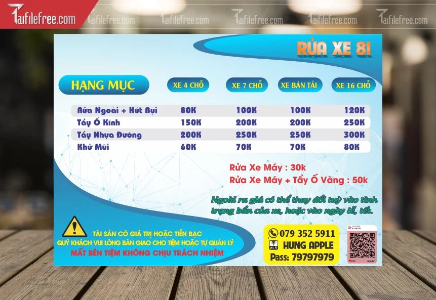 Bảng Giá Rửa Xe_M235