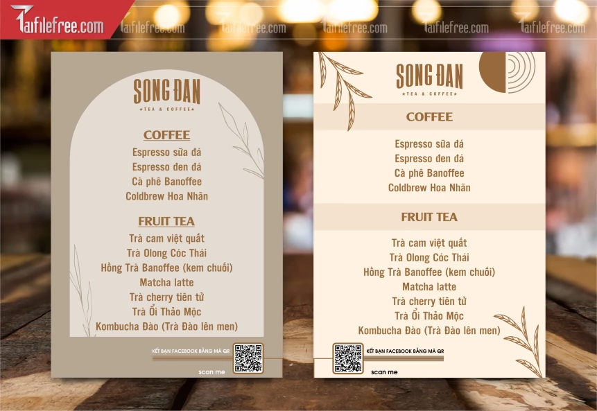 Menu Coffee Song Đan_M236