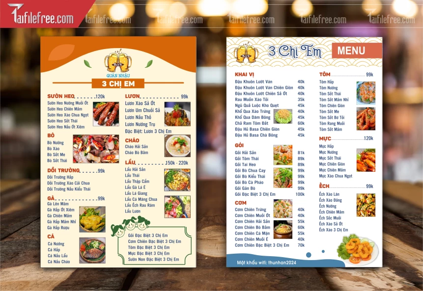 Menu Quán Nhậu 3 Chị Em_M239