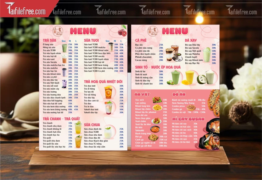 Menu Tiệm Cà Phê Ăn Vặt_M247