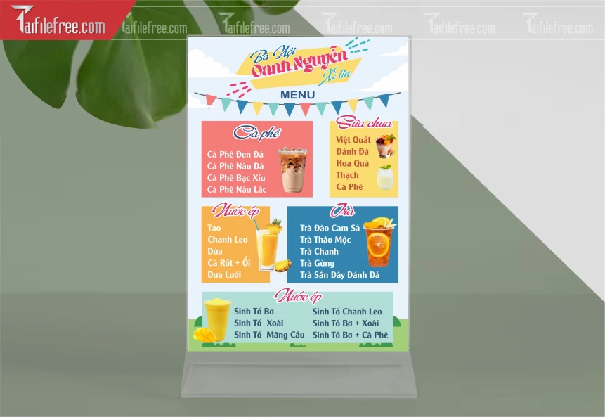 Menu Nước Giải Khát Bà Nội Oanh Nguyễn Xì Tin_M249