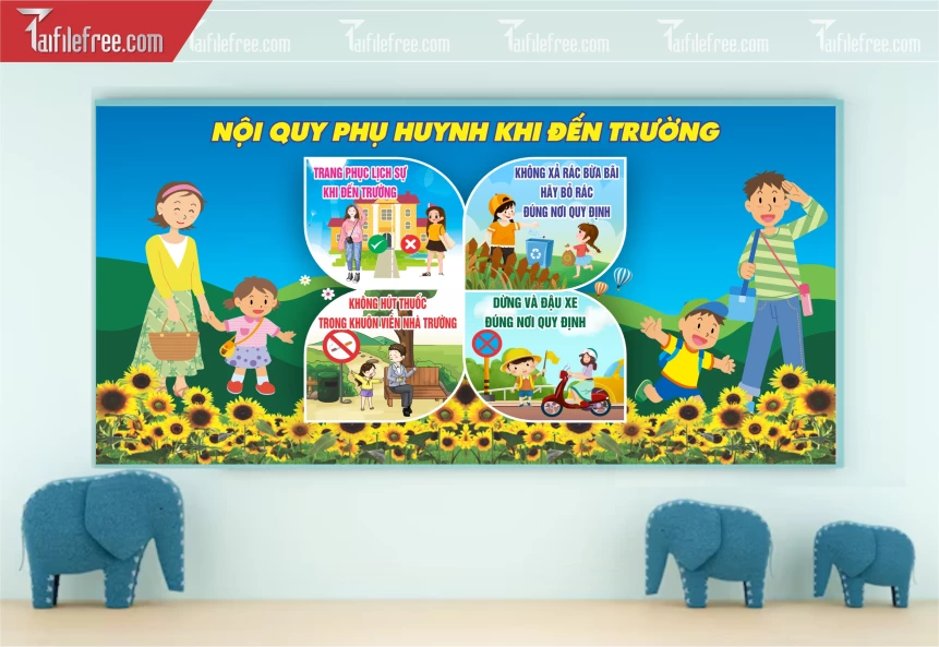 Hình Ảnh Nội Quy Phụ Huynh Khi Đến Trường Trang Trí Trường Mầm Non_MN103