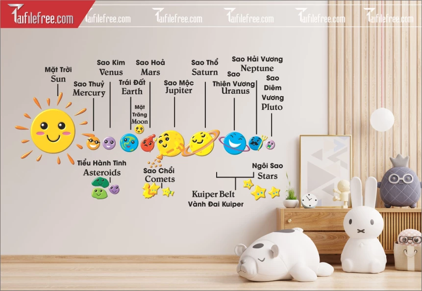 File Vector Hệ Mặt Trời Trang Trí Tường Mầm Non_MN104