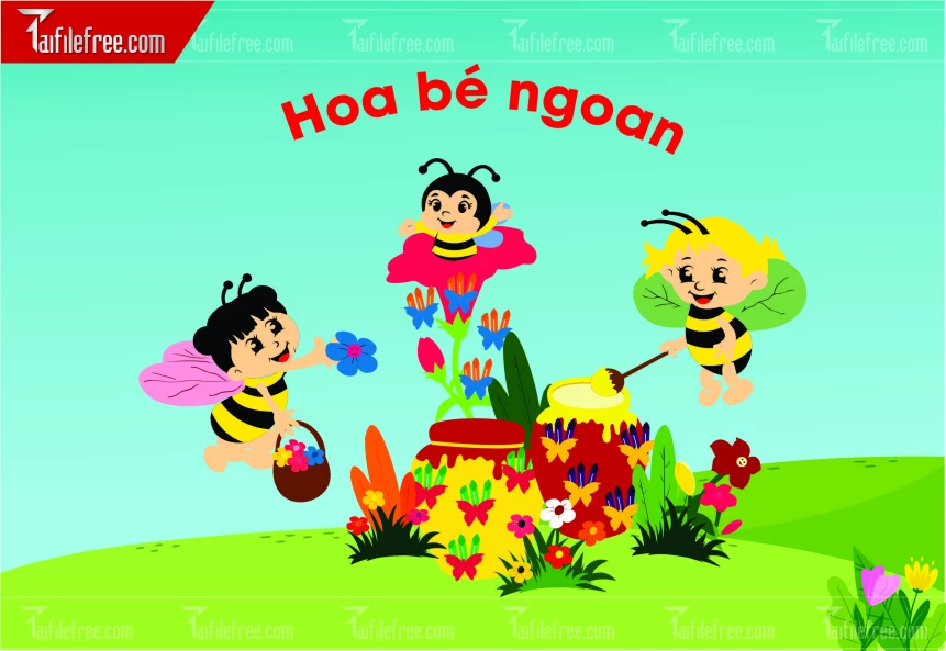 File Vector Trang Trí Hoa Bé Ngoan Mầm Non_MN112