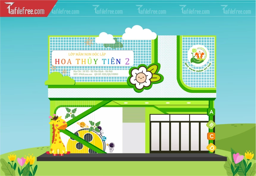 Bảng Hiệu Mầm Non Độc Lập Hoa Thủy Tiên 2_MN123