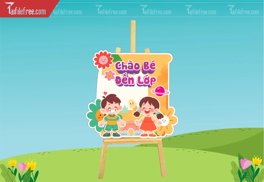 Bảng Trang Trí Cổng Trường Chào Bé Đến Lớp_MN128