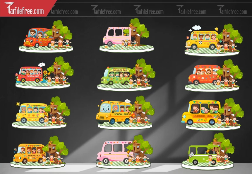 Mẫu File Vector Decor School Bus Trường Học Năm 2025_MN129