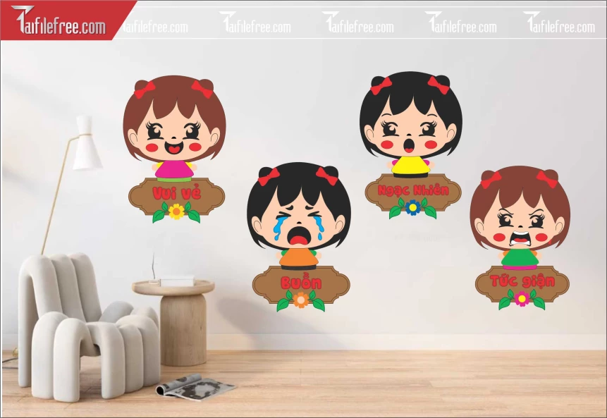 File Vector Cảm Xúc Của Bé Trang Trí Mầm Non Dễ Thương_MN135