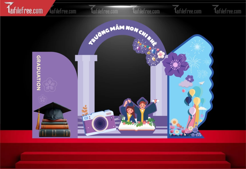 Backdrop Trang Trí Trường Mầm Non Chi Khê, Chụp Hình Checkin_MN138