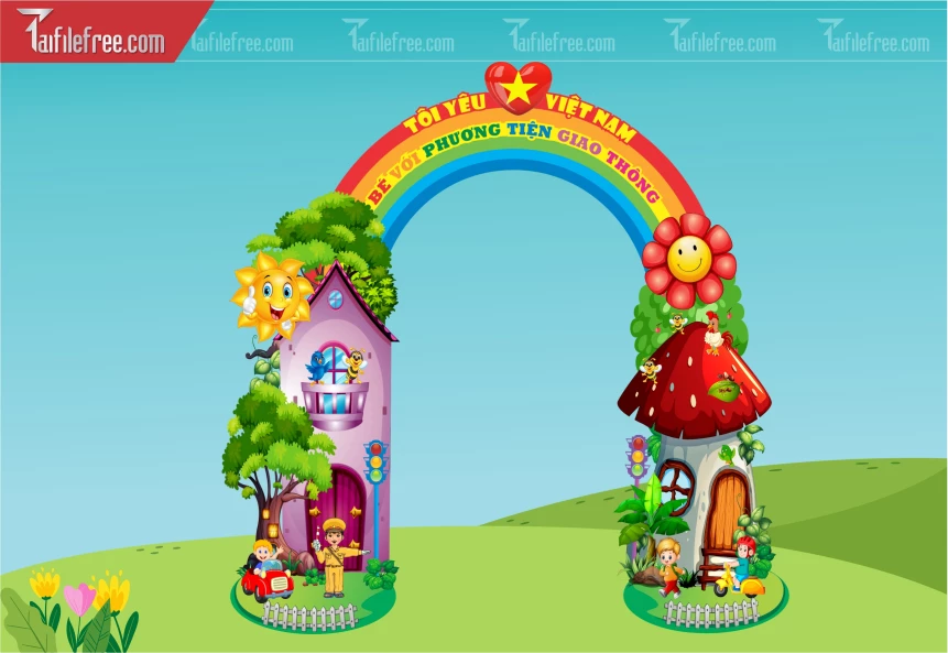 Cổng Mầm Non Bé Với An Toàn Giao Thông_MN156