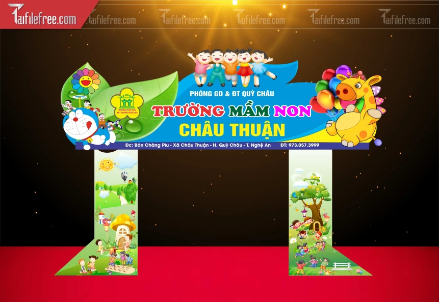 Cổng Trường Mầm Non Châu Thuận Bé Với An Toàn Giao Thông_MN161